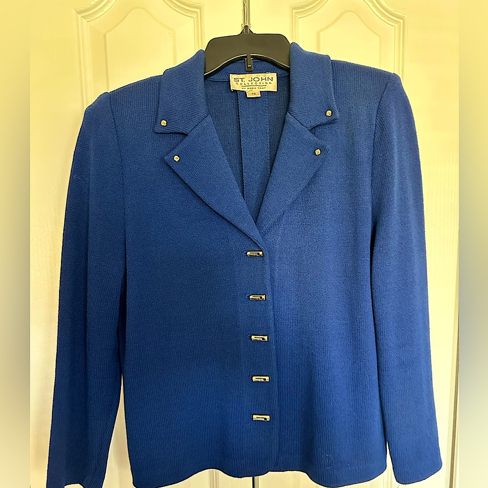 St. John Royal Blue Blazer with Gold Accents
